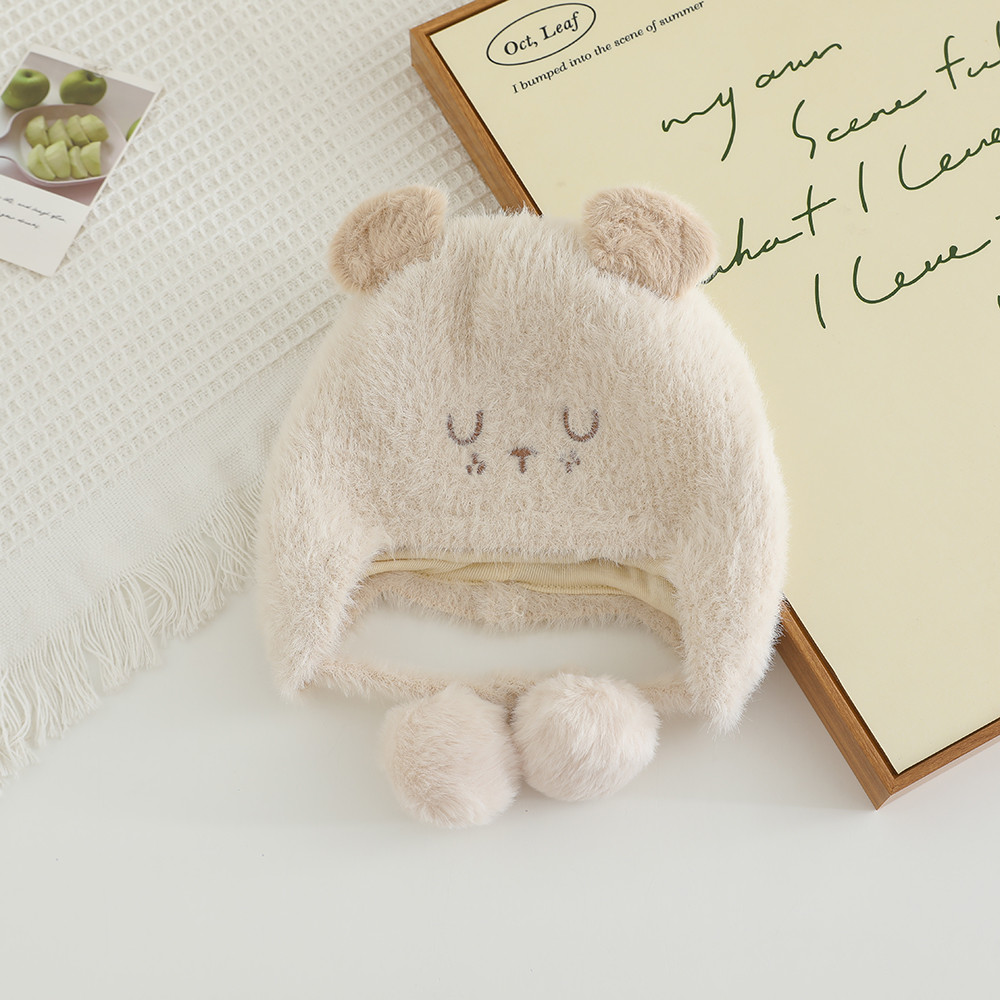 Winter Baby Beanies for Kids, Plush Warm Hat with Ear Protection for Boys & Girls