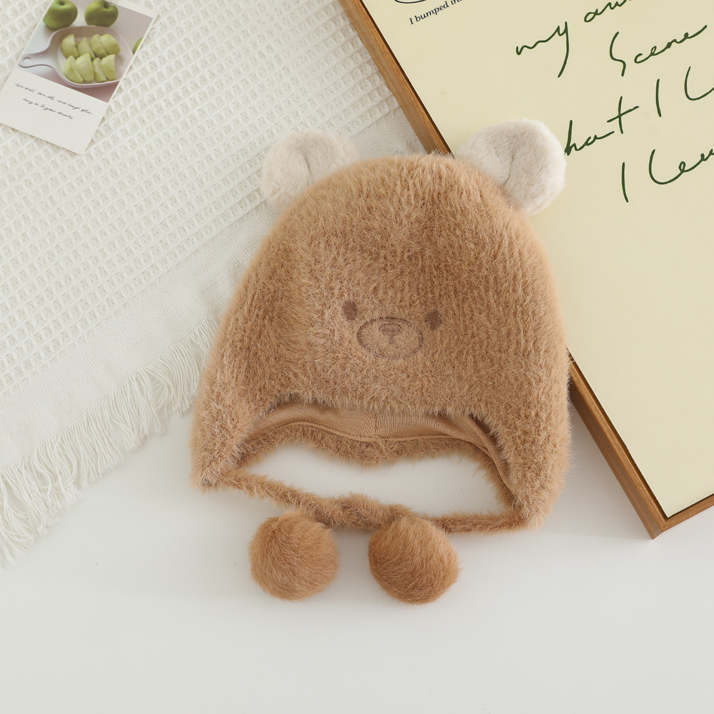 Winter Baby Beanies for Kids, Plush Warm Hat with Ear Protection for Boys & Girls