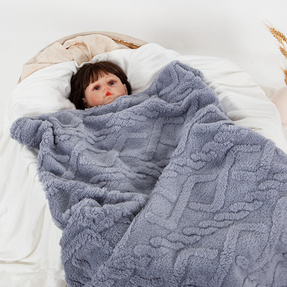 Children's Swaddle Blanket Winter Coral Velvet Soft Plush Quilt for Baby