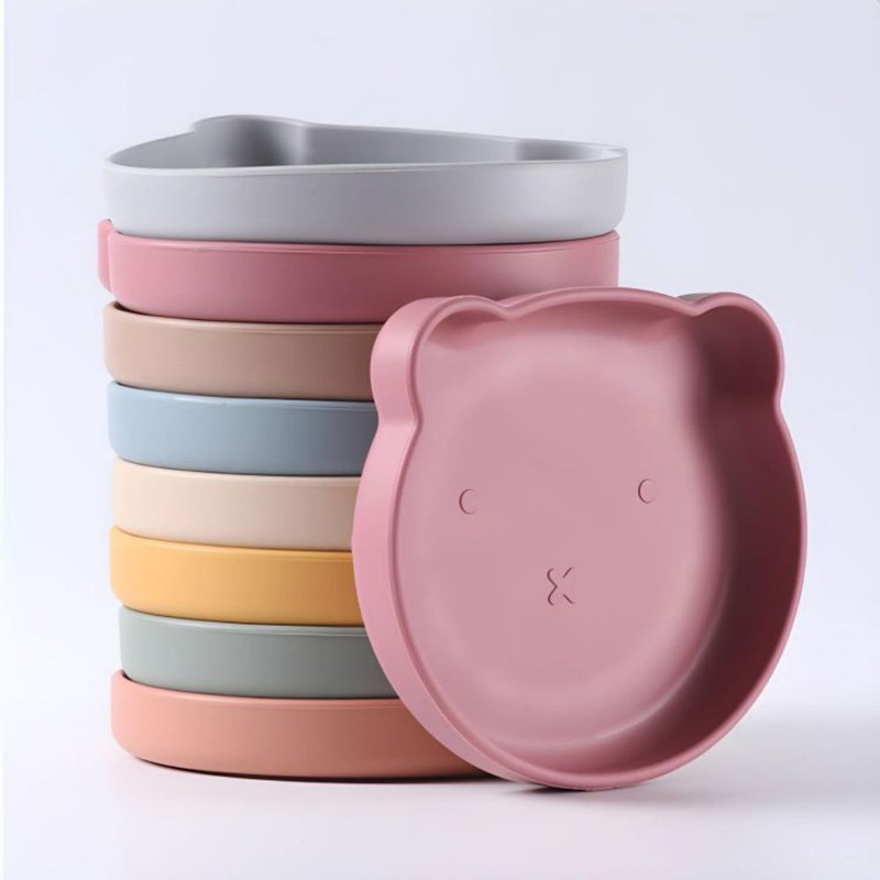 Silicone Tableware Set Cartoon Baby Dinner Plate Fork Spoon Set Baby Silicone Bowl Auxiliary Food B 1