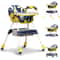 Foldable Baby High Chair with Heights and Toyrack, Easy to Clean Reclining Feeding Table Chair