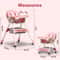 Foldable Baby High Chair with Heights and Toyrack, Easy to Clean Reclining Feeding Table Chair