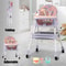 Foldable Baby High Chair with Heights and Toyrack, Easy to Clean Reclining Feeding Table Chair