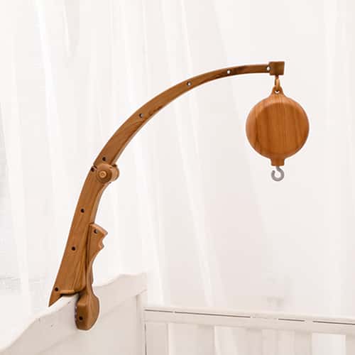 Newborn Crochet Bed Bell Hanging Toy, Imitation Wood Grain Plastic Bed Bell Bracket