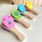 Children Musical Orff Instruments Clapper, Wooden Half Round Hand Ringing Bell, Handle Educational Fun Toys