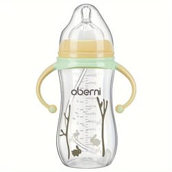 sippy bottle for infants, anti-drop soft nipple, baby bottle with handle water formula milk feeding