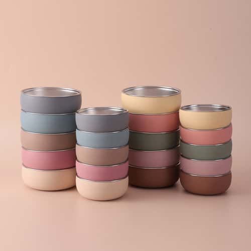 Kids Dinnerware Set, BPA-Free Silicone Food Dish Plate, Stainless Steel Bowl for Baby Feeding