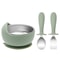 Stainless Steel Silicone Baby Feeding Set BPA Free Detachable Sucker Bowls, With Fork Spoon Easy Clean Children