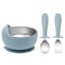 Stainless Steel Silicone Baby Feeding Set BPA Free Detachable Sucker Bowls, With Fork Spoon Easy Clean Children