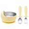 Stainless Steel Silicone Baby Feeding Set BPA Free Detachable Sucker Bowls, With Fork Spoon Easy Clean Children