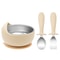 Stainless Steel Silicone Baby Feeding Set BPA Free Detachable Sucker Bowls, With Fork Spoon Easy Clean Children