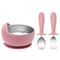 Stainless Steel Silicone Baby Feeding Set BPA Free Detachable Sucker Bowls, With Fork Spoon Easy Clean Children