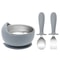 Stainless Steel Silicone Baby Feeding Set BPA Free Detachable Sucker Bowls, With Fork Spoon Easy Clean Children