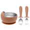 Stainless Steel Silicone Baby Feeding Set BPA Free Detachable Sucker Bowls, With Fork Spoon Easy Clean Children