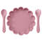 Cute Lion Shape Suction Plate Baby Silicone Tableware Set Solid Color Spoon Fork Feeding Training Baby Dinner Set
