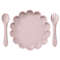 Cute Lion Shape Suction Plate Baby Silicone Tableware Set Solid Color Spoon Fork Feeding Training Baby Dinner Set