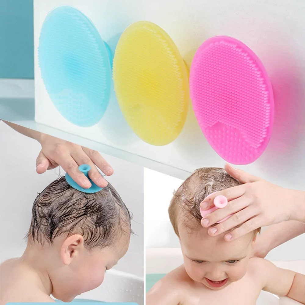 Infant Bathing Soft Silicone Boys Kids Shower Brush Head Silicone Shampoo Brush For Baby Hair Washi 1