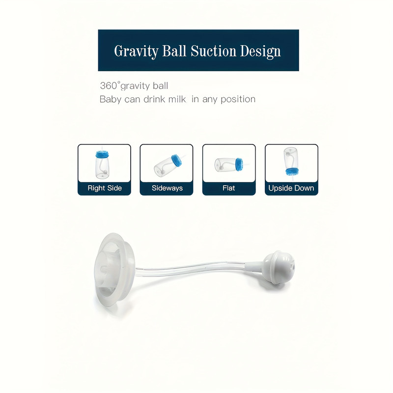 Normal Neck Self Feeding Baby Bottle Set PP Feeding Bottle With Straw Brush Hands Free Feeding Solu 3