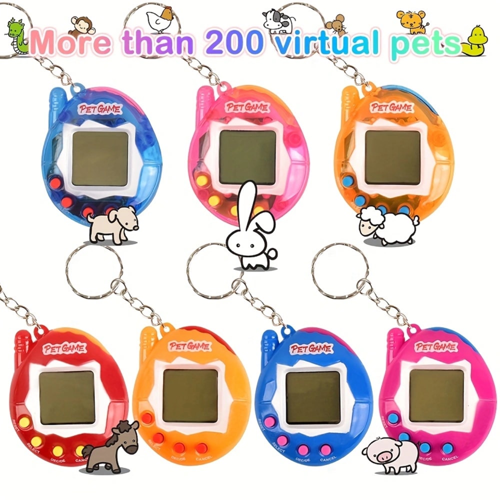 Nostalgic Transparent Electronic Pets Pixel Funny Virtual Cyber Digital Toy Keychain 1