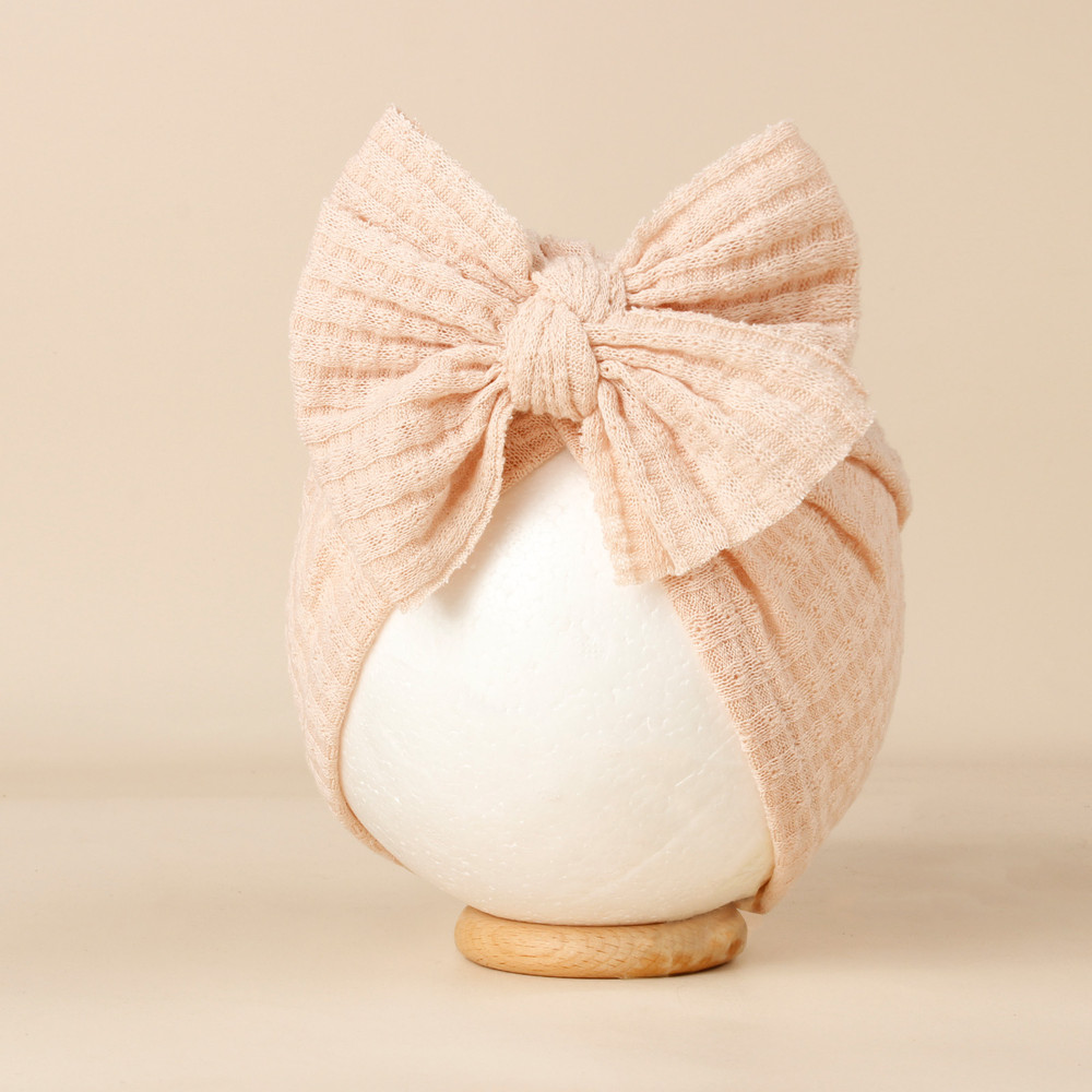 Cute Solid Color Baby Girls Turban Hat Lovely Bowknot Knitted Baby Hat Soft Newborn Infant Cap Bean 7