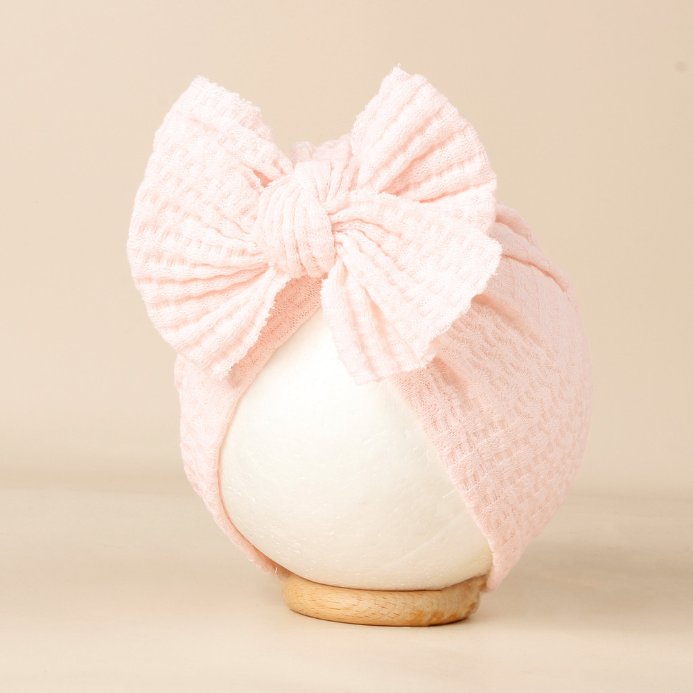 Cute Solid Color Baby Girls Turban Hat Lovely Bowknot Knitted Baby Hat Soft Newborn Infant Cap Bean 8