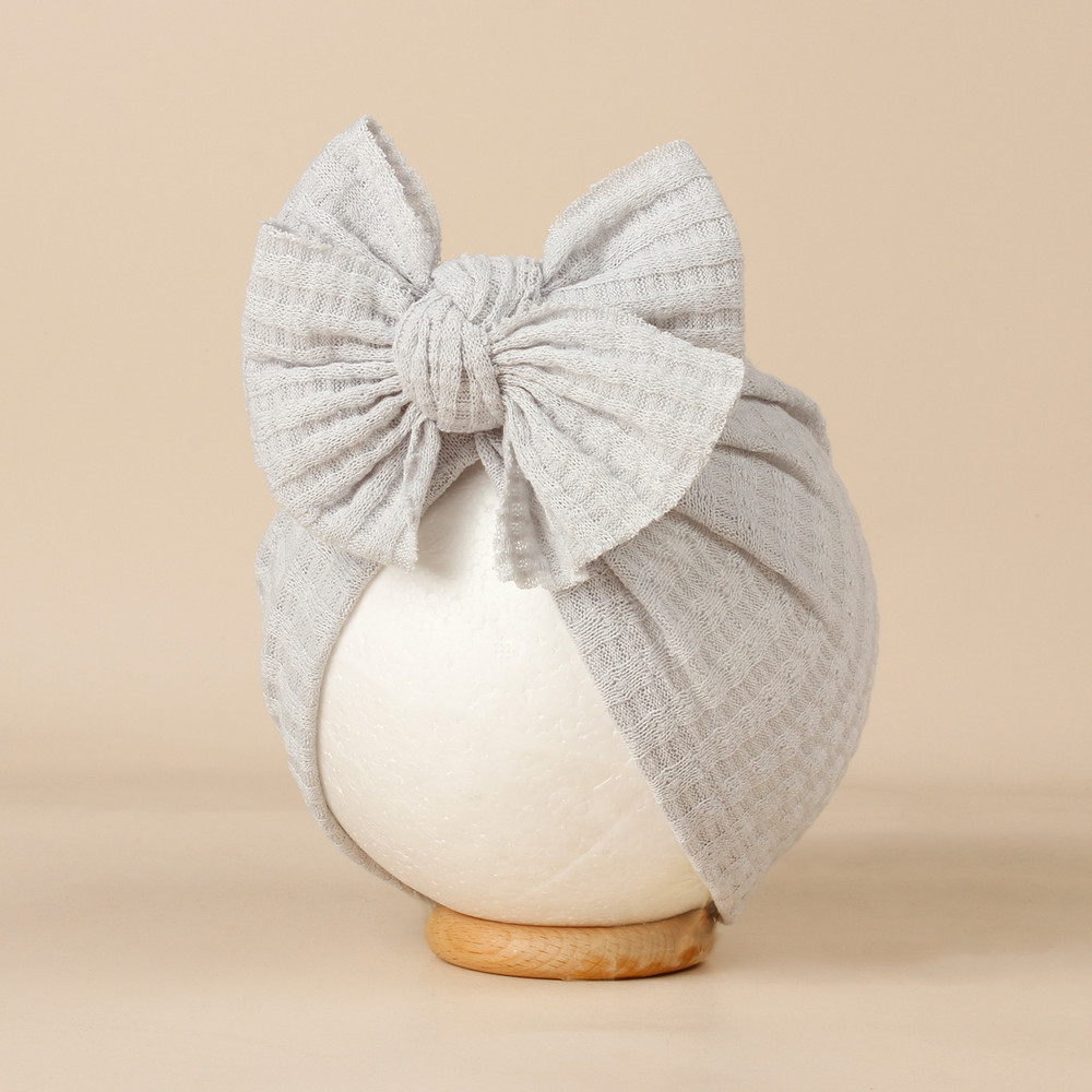 Cute Solid Color Baby Girls Turban Hat Lovely Bowknot Knitted Baby Hat Soft Newborn Infant Cap Bean 10