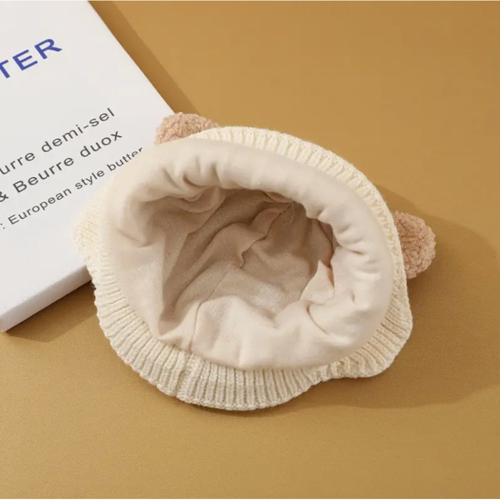 Soft Earflap Cap For Boys Girls Baby Bear Knit Hat With Ears Knitted Design With Bear Ears Soft F 4