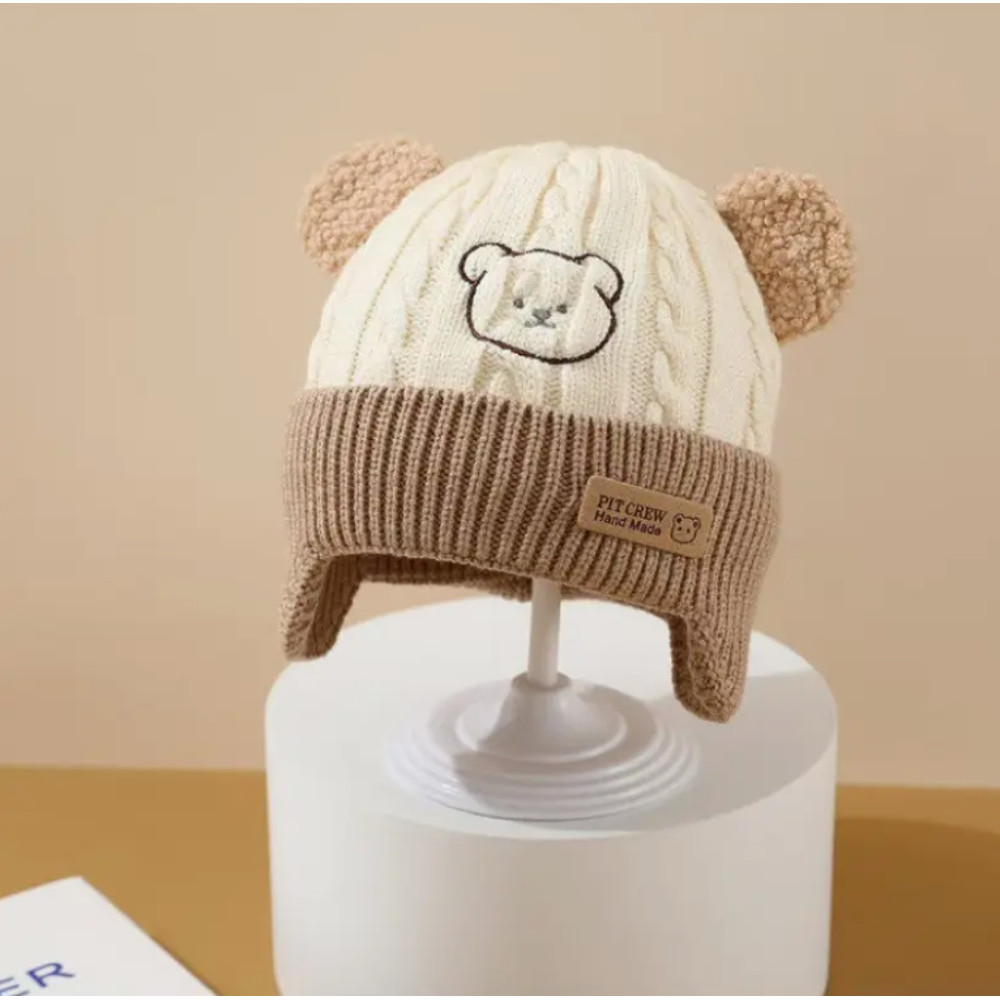 Soft Earflap Cap For Boys Girls Baby Bear Knit Hat With Ears Knitted Design With Bear Ears Soft F 6