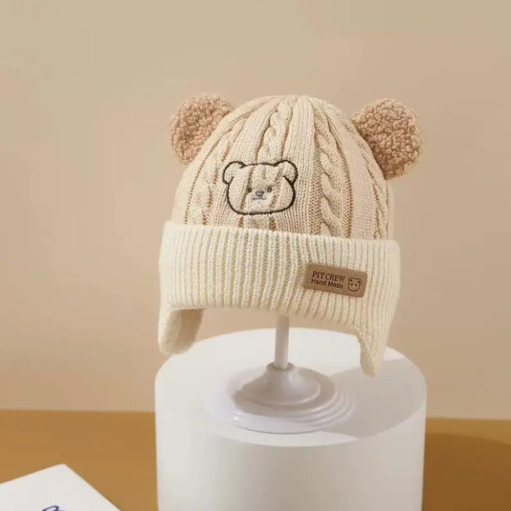 Soft Earflap Cap For Boys Girls Baby Bear Knit Hat With Ears Knitted Design With Bear Ears Soft F 7
