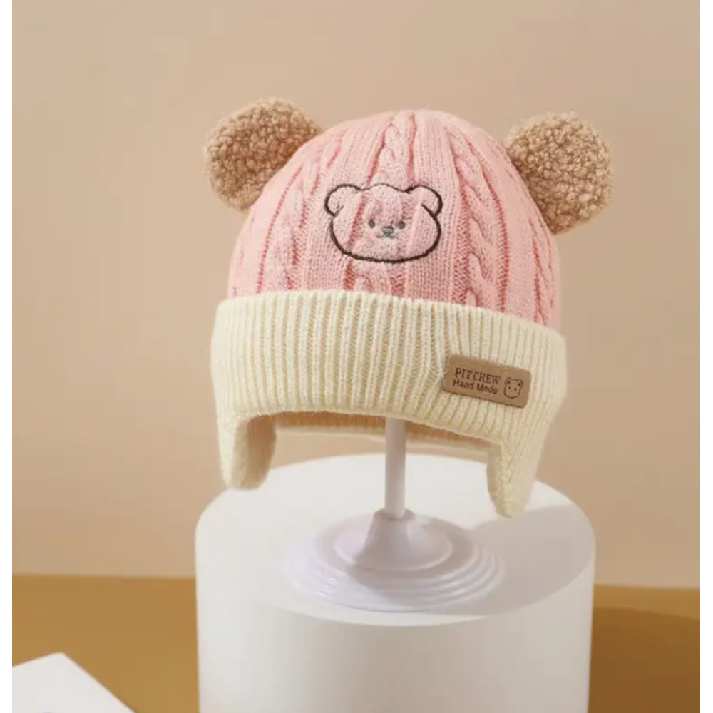 Soft Earflap Cap For Boys Girls Baby Bear Knit Hat With Ears Knitted Design With Bear Ears Soft F 8