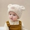 Cozy Winter Baby Hat with Bear Ears, Heart Cutouts, Soft Plush Lining for Kids