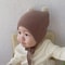 Winter Warm Toddler Knitted Hat, Korean Baby Ear Protection Hat, Woolen Crochet Bonnet, Double Ball Kids Beanie
