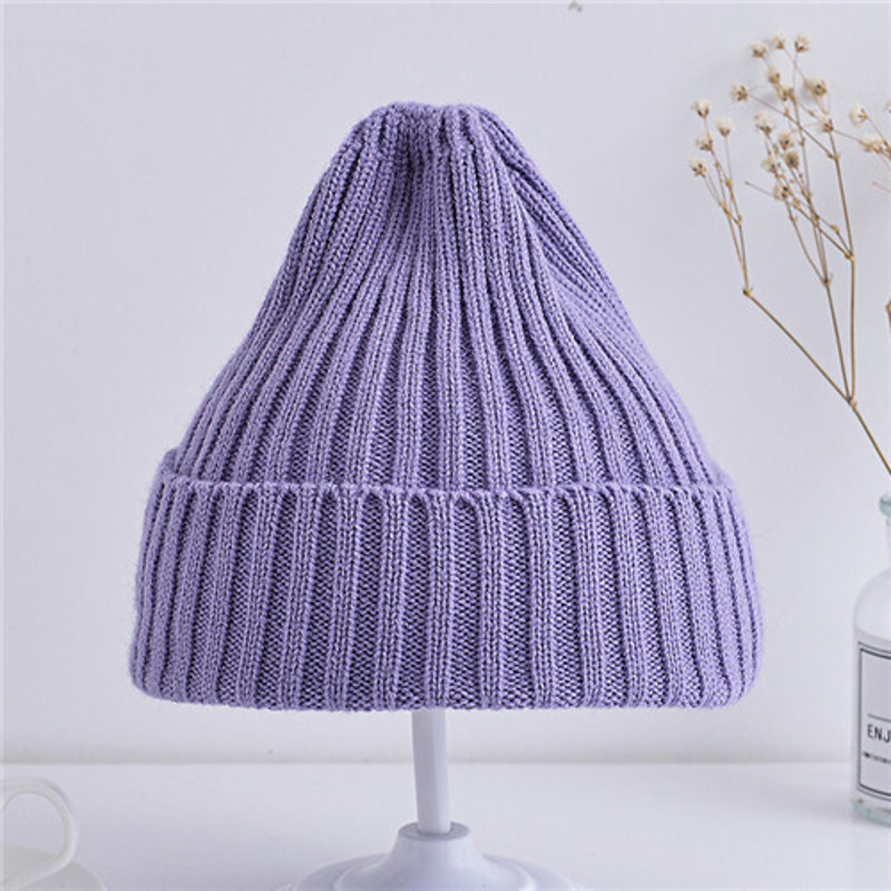 Ribbed Knitted Beanie Hats For Baby Kids Girls Boys Casual Toddlers Windproof Cap Photography Props 8