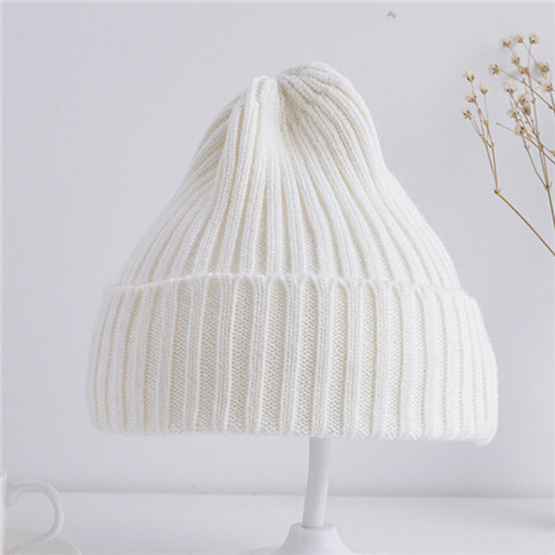 Ribbed Knitted Beanie Hats For Baby Kids Girls Boys Casual Toddlers Windproof Cap Photography Props 9
