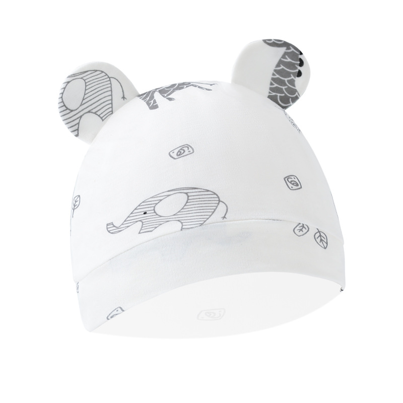 Kids Warm Bonnet Baby Bear Beanies Spring Autumn Pure Cotton Pullover Cap Boys Girls Newborn Fetal 10
