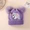Toddler Baby Knit Hat Winter Pom Unicorn Pattern Beanie Embroidered Warm Cap For Boys Girls Soft Co