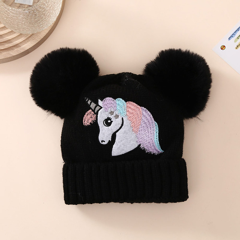Toddler Baby Knit Hat Winter Pom Unicorn Pattern Beanie Embroidered Warm Cap For Boys Girls Soft Co 5