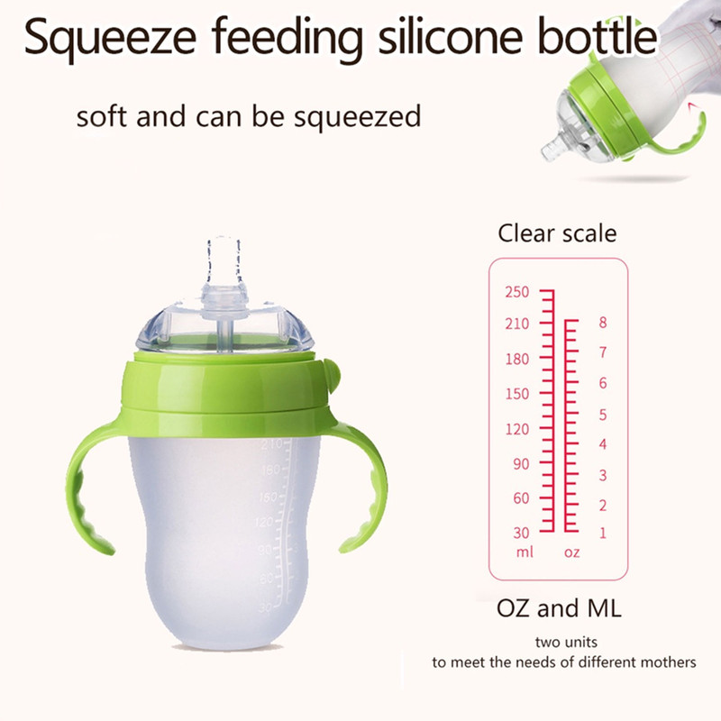 Baby NanoSilicone Bottle With Handle Soft Milk Pulling Breastmilklike Design 2