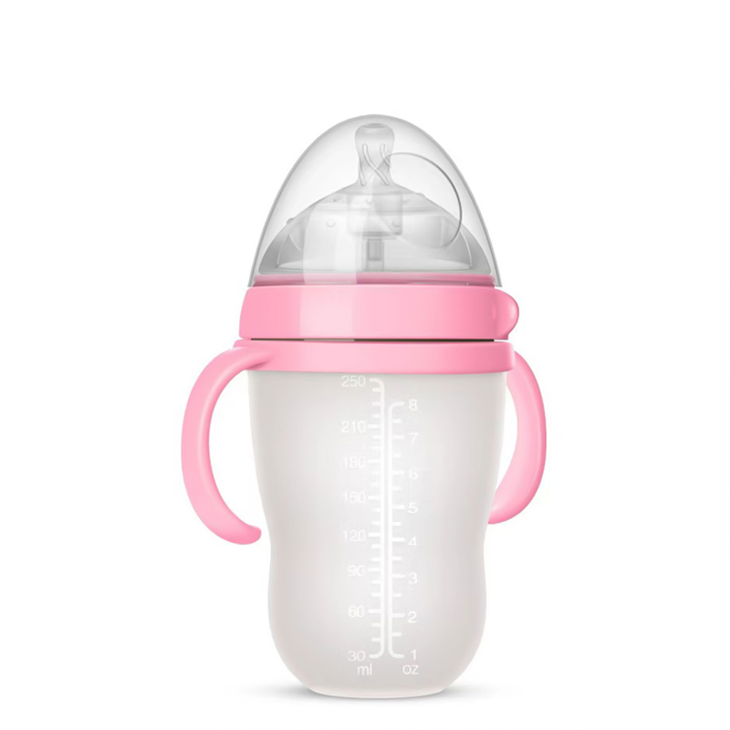 Baby NanoSilicone Bottle With Handle Soft Milk Pulling Breastmilklike Design 12