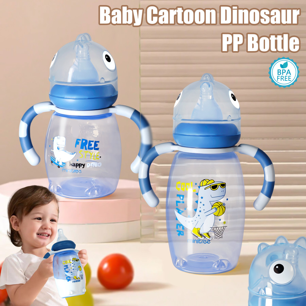 Newborn Baby Cartoon Feeding Bottle Leak Proof Drop Proof Safe Food Grade PP Material 0