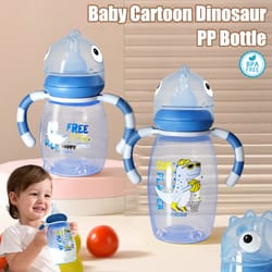 newborn baby cartoon feeding bottle, leak proof, drop proof, safe food grade pp material