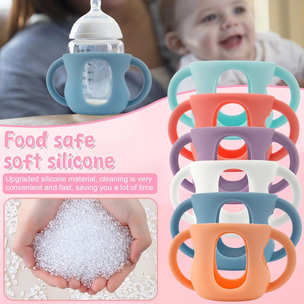 Silicone Baby Bottle Cover With Handle Anti Slip Bottle Cover Heat Resistant Silicone Sleeves For G 2