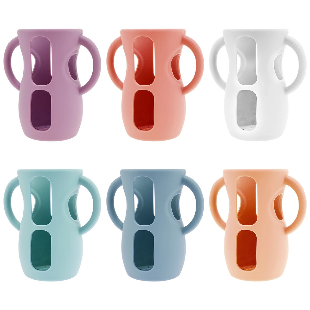 Silicone Baby Bottle Cover With Handle Anti Slip Bottle Cover Heat Resistant Silicone Sleeves For G 1