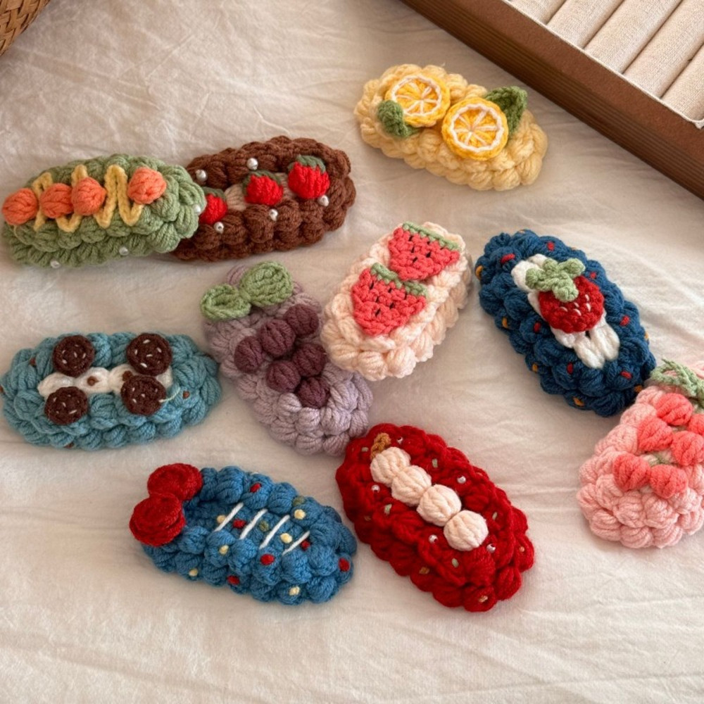 Cute Hairpin Cartoon Fruit Handmade Wool Crocheted Sweet Style Autumn And Winter BB Clip Bangs Clip 2