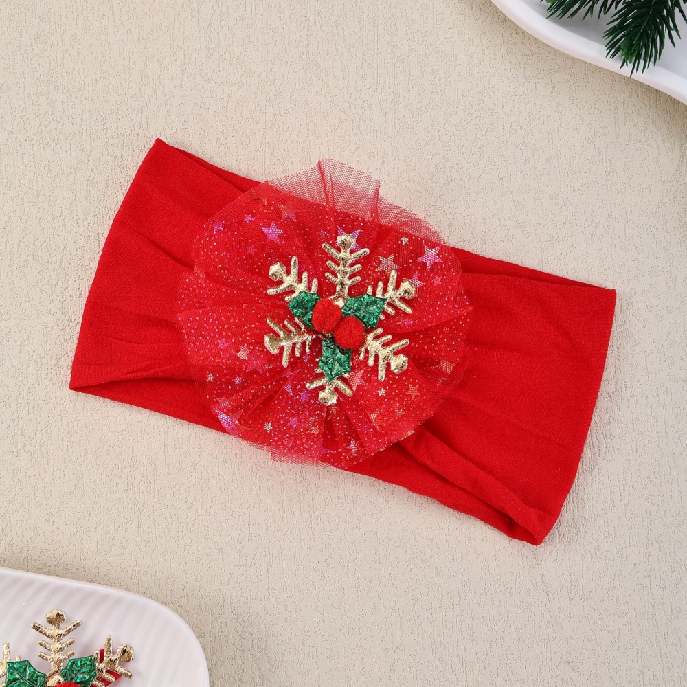 Gauze Snowflake Christmas Tree Hairbands For Kids Baby Girls Nylon Christmas Headbands Girls Green 9