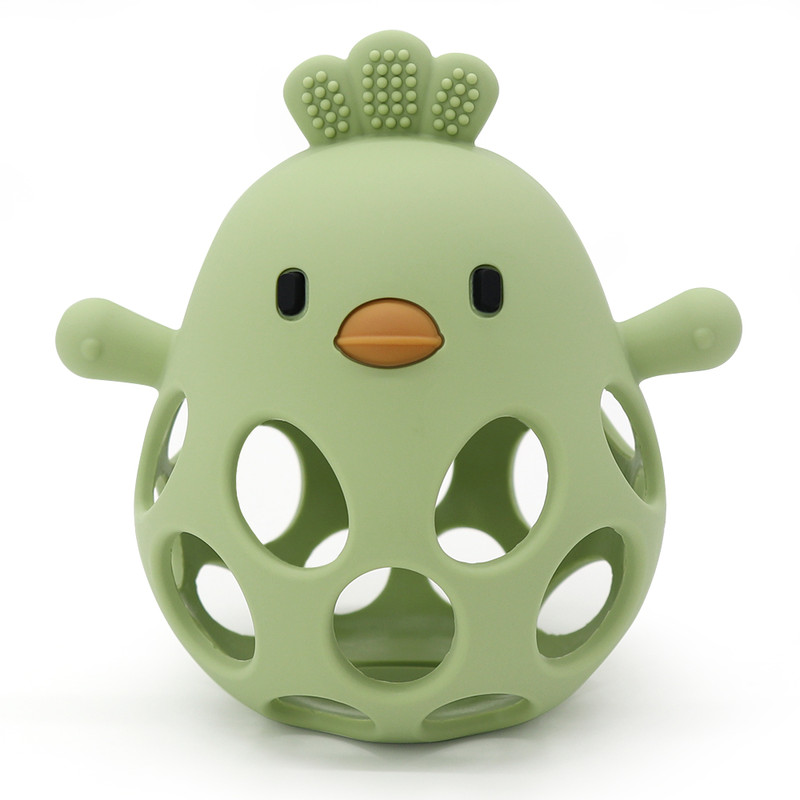 Hollow Out Baby Silicone Teether Toys Cartoon Chick Shape Baby Care Chewing Training 4