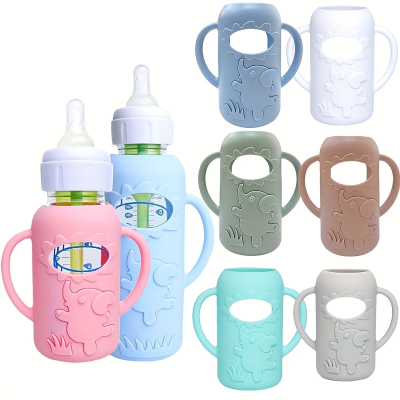 Durable New Elephant Narrowneck Bottle Silicone Handle Sleeve For Milk Bottle Juice Or Water Bottle 0
