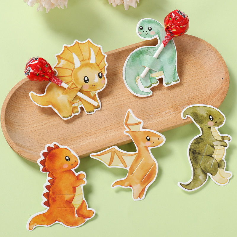 Birthday Party Decor Dinosaur Lollipop Holder Card Roar Dino Favors 2