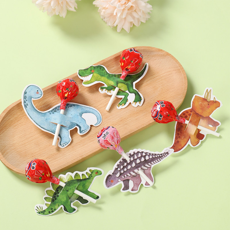 Birthday Party Decor Dinosaur Lollipop Holder Card Roar Dino Favors 3