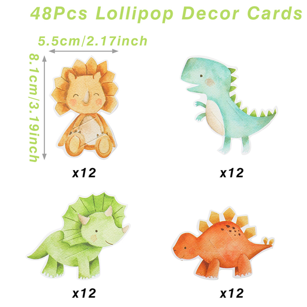 Birthday Party Decor Dinosaur Lollipop Holder Card Roar Dino Favors 5